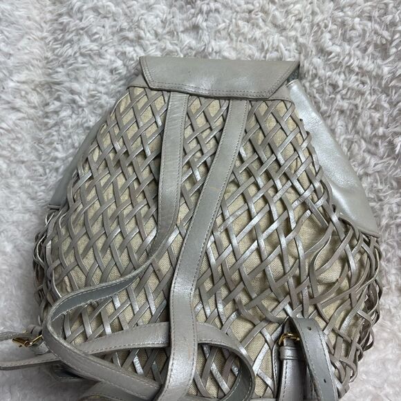 Specis leather gray cage & canvas lining medium backpack drawstring clos… main image 4